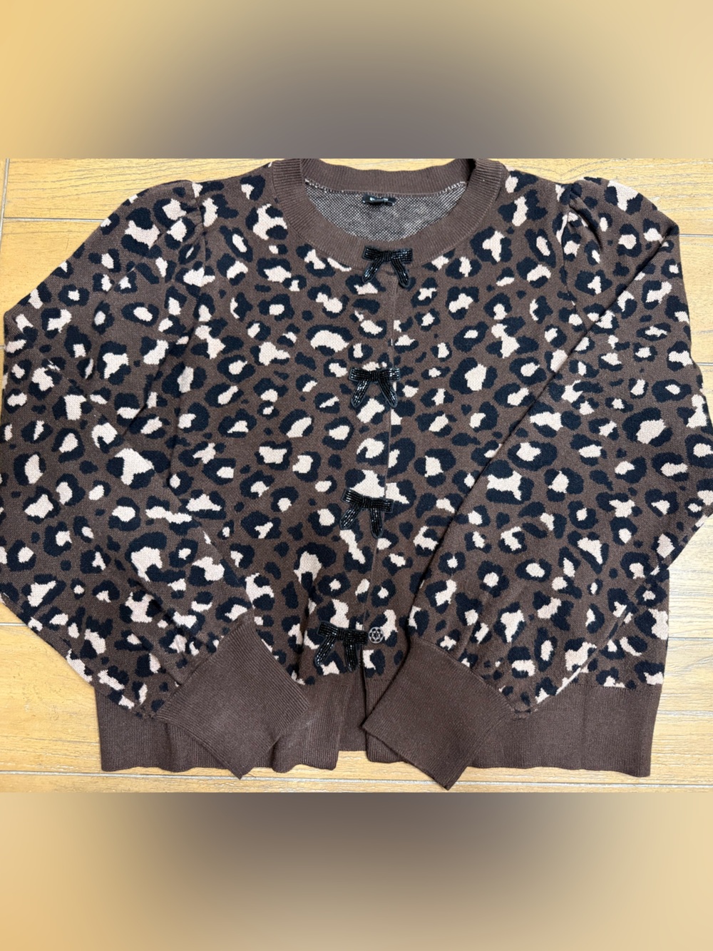 Express Brown Black Leopard Print Cardigan Sweater